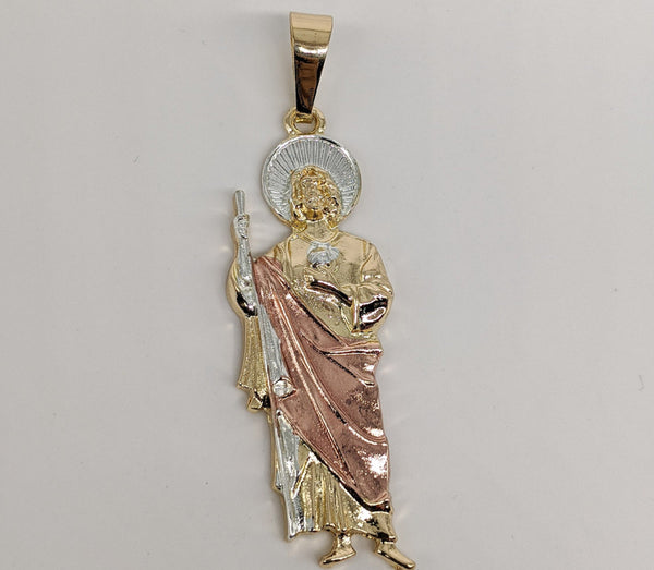 Plated Tri-Color Saint Jude Pendant