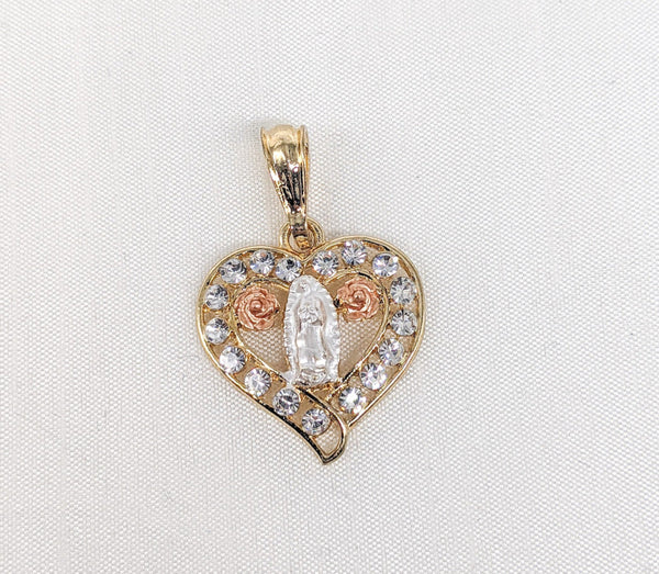 Plated Heart with Virgin Mary Pendant