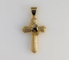 Plated Blinged Cross with Praying Hands Pendant