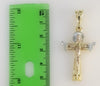 Plated Tri-Color Cross 4mm 14K Diamond Cut Figaro Chain Necklace