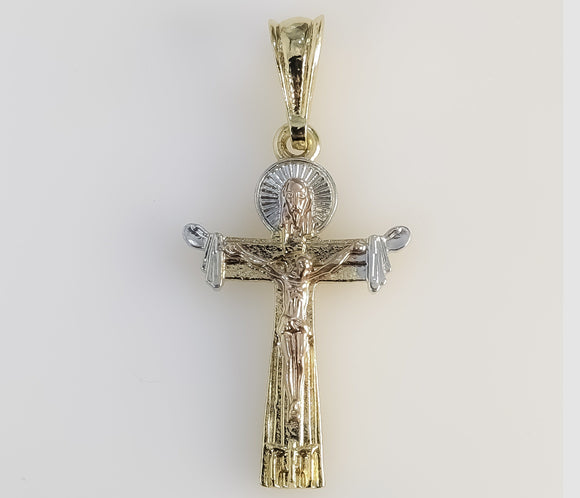 Plated Tri-Color Cross Pendant