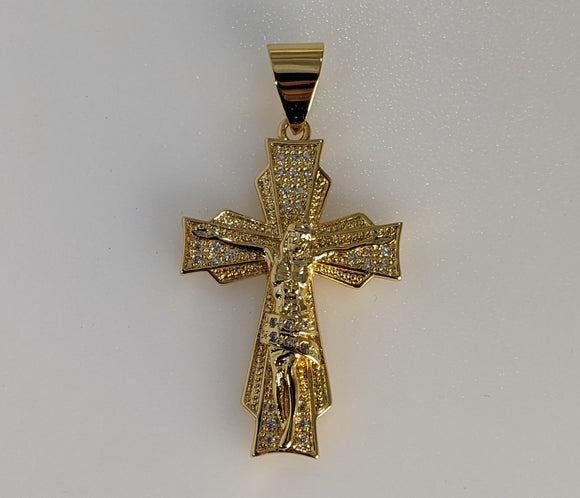 Plated Blinged Cross Pendant