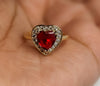 Plated Adjustable Red Heart Ring