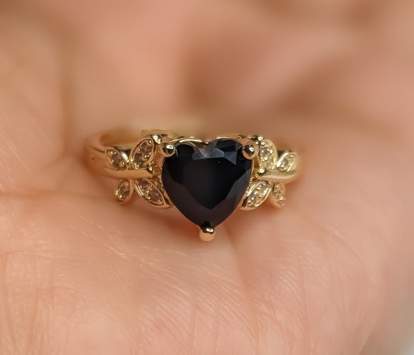 Plated Black Heart with Butterfly Ring