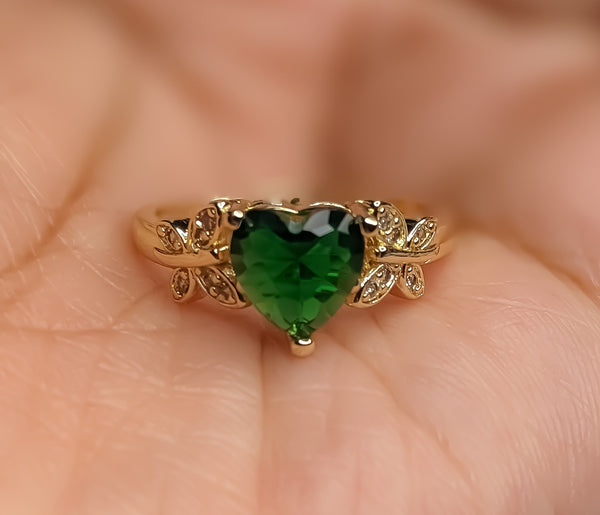 Plated Green Heart with Butterfly Ring