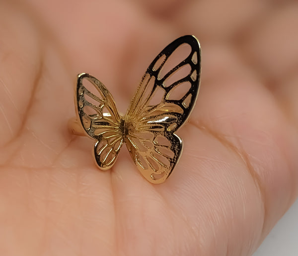 Plated Adjustable Butterfly Ring