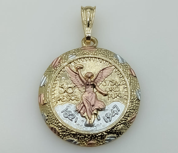 Plated Tri-Color Mexican Centenario Coin 50 Pesos Pendant