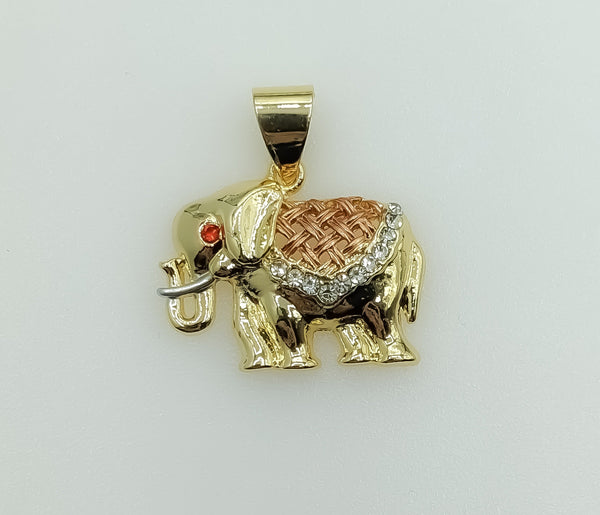 Plated Tri-Color Elephant Pendant