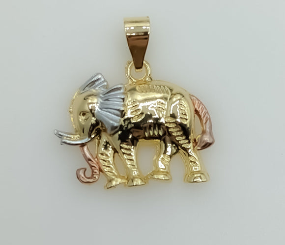 Plated Tri-Color Elephant Pendant