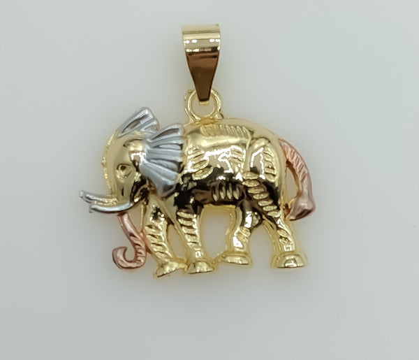 Plated Tri-Color Elephant Pendant