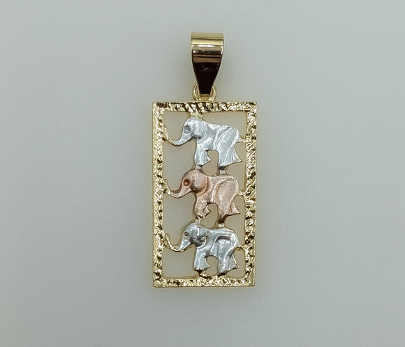 Plated Tri-Color Elephant Pendant