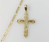 Plated Cross 3mm Figaro Chain Necklace