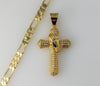 Plated Cross 5mm Figaro Chain Necklace