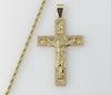 Plated Cross 3mm Rope/Braided Chain Necklace