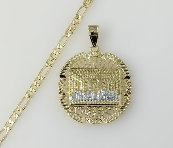 Plated The Last Supper 4mm Figaro Chain Necklace