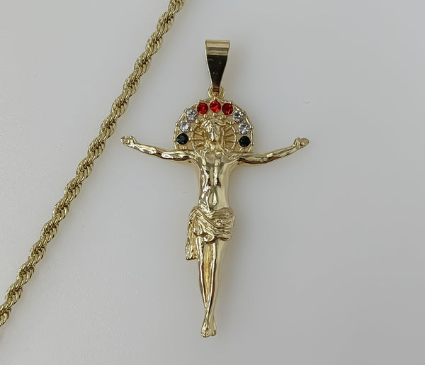 Plated Cross 3mm Rope/Braided Chain Necklace