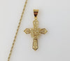 Plated Cross 2mm Rope/Braided Chain Necklace