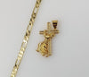 Plated Jesus Carrying Cross 5mm Figaro Chain Necklace