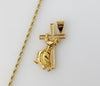 Plated Jesus Carrying Cross 3mm Rope/Braided Chain Necklace