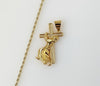 Plated Jesus Carrying Cross 2mm Rope/Braided Chain Necklace