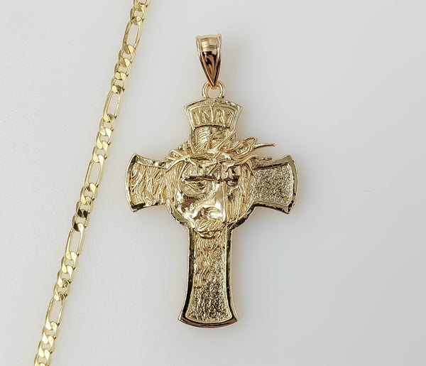 Plated Cross 3mm Figaro Chain Necklace