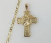 Plated Cross 4mm Figaro Chain Necklace