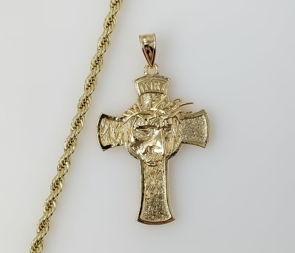 Plated Cross 4mm Rope/Braided Chain Necklace
