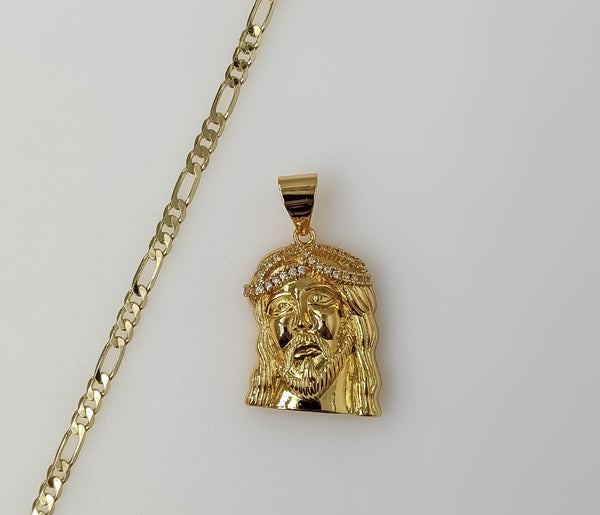 Plated Jesus 3mm Figaro Chain Necklace