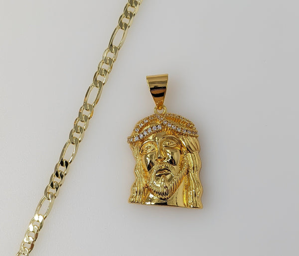 Plated Jesus 4mm Figaro Chain Necklace