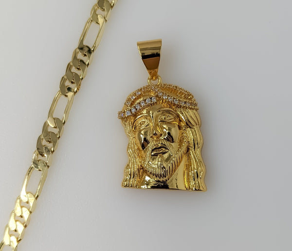 Plated Jesus 5mm Figaro Chain Necklace