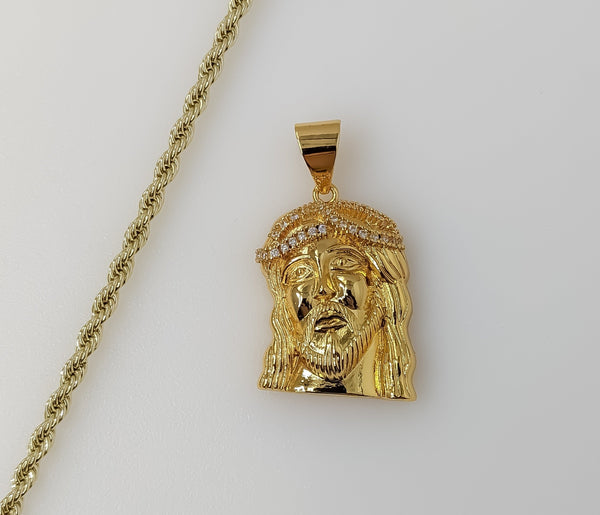Plated Jesus 3mm Rope/Braided Chain Necklace