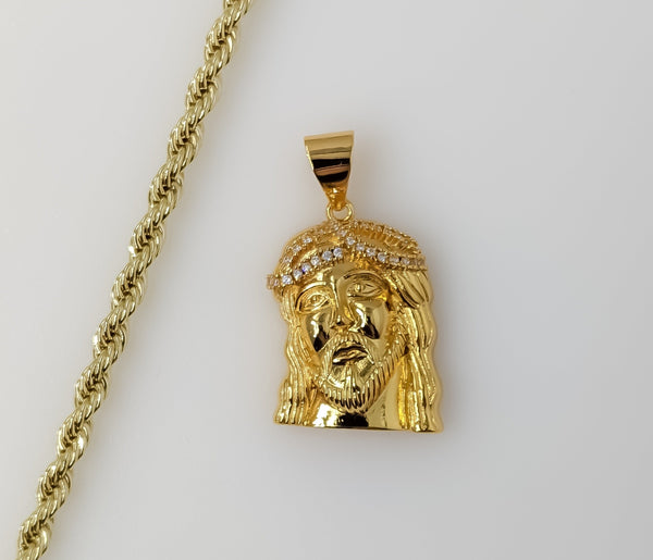 Plated Jesus 4mm Rope/Braided Chain Necklace