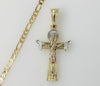 Plated Tri-Color Cross 3mm Figaro Chain Necklace