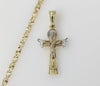Plated Tri-Color Cross 4mm Star Chain Necklace