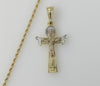 Plated Tri-Color Cross 2mm Rope/Braided Chain Necklace