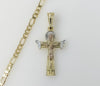 Plated Tri-Color Cross 4mm Figaro Chain Necklace