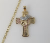 Plated Tri-Color Cross 4mm Star Chain Necklace