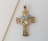 Plated Tri-Color Cross 2mm Rope/Braided Chain Necklace