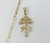 Plated Holy Cross of Caravaca 4mm Figaro Chain Necklace