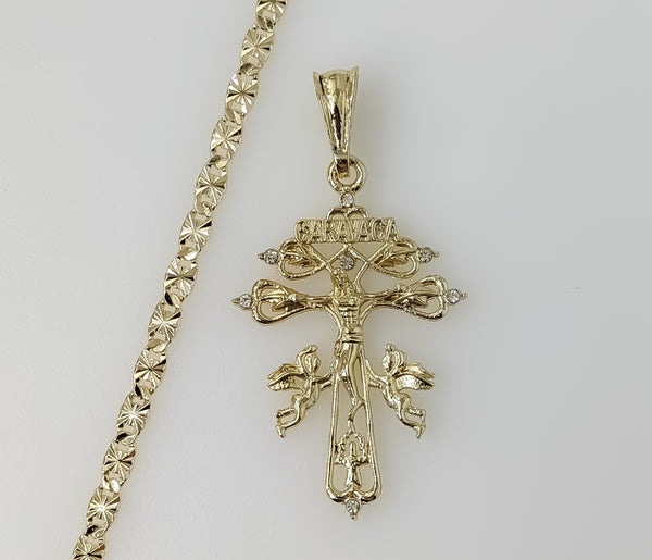 Plated Holy Cross of Caravaca 4mm Star Chain Necklace