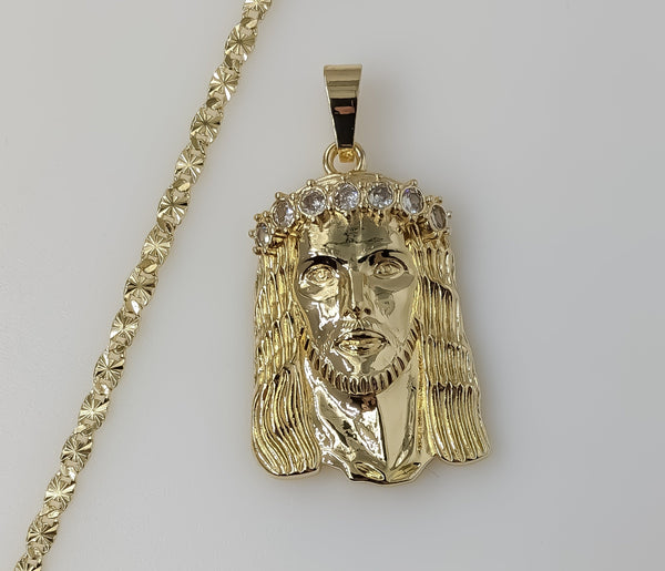 Plated Large Jesus 4mm Star Chain Necklace