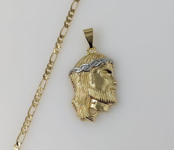 Plated Multicolor Jesus 3mm Figaro Chain Necklace
