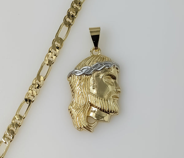 Plated Multicolor Jesus 5mm Figaro Chain Necklace