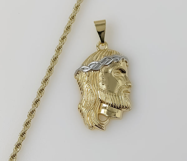 Plated Multicolor Jesus 3mm Rope/Braided Chain Necklace