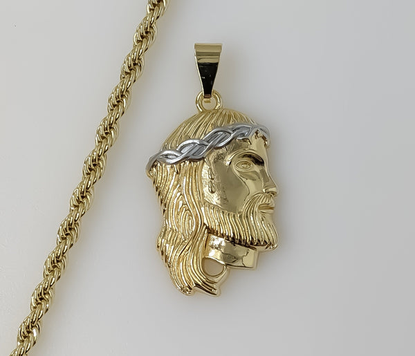 Plated Multicolor Jesus 4mm Rope/Braided Chain Necklace