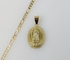 Plated Virgin Mary 3mm Figaro Chain Necklace