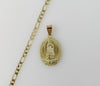 Plated Virgin Mary 4mm Figaro Chain Necklace
