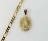 Plated Virgin Mary 5mm Figaro Chain Necklace