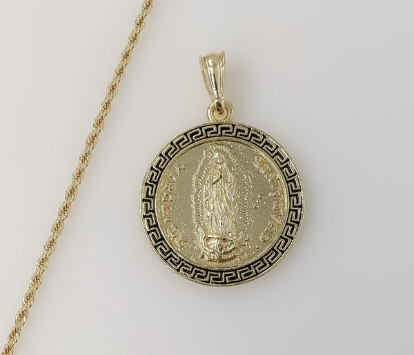 Plated Multicolor Virgin Mary 2mm Rope/Braided Chain Necklace