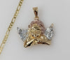 Plated Tri-Color Large Angel 3mm Figaro Chain Necklace